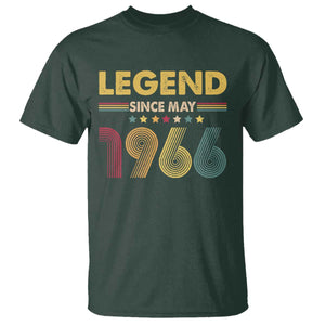 May 60th Birthday T Shirt Legends Since May 1966 Retro Bday TS11 Dark Forest Green Print Your Wear