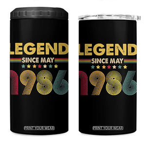 May 40th Birthday 4 in 1 Can Cooler Tumbler Legends Since May 1986 Retro Bday TS11 One Size: 16 oz Black Print Your Wear