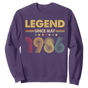 May 40th Birthday Sweatshirt Legends Since May 1986 Retro Bday TS11 Purple Print Your Wear