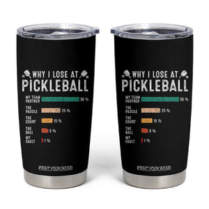 Funny Pickleball Tumbler Cup Why I Lose At Pickleball Humor TS11 Black Print Your Wear