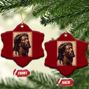 Religious Black Jesus With Crown Of Thorns Ceramic Ornament TS11 Print Your Wear