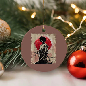 Funny African America Samurai Ceramic Ornament Japanese Art Black Warrior Fighter TS11 1pc Mocha Print Your Wear
