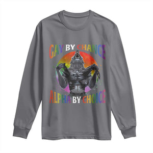 Funny Gay By Chance Alpha By Choice Long Sleeve Shirt Wolf Alpha LGBTQ TS11 Charcoal Print Your Wear