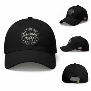 Grumpy Fucker's Club Lifetime Member Baseball Cap TS11 Baseball Cap Universal Fit Black Print Your Wear