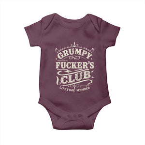Grumpy Fucker's Club Lifetime Member Baby Onesie Funny Sarcastic TS11 Maroon Print Your Wear