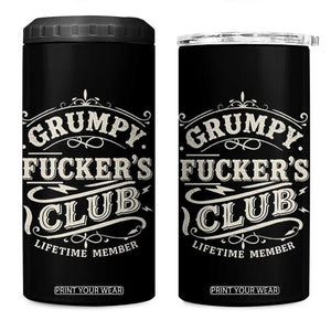 Grumpy Fucker's Club Lifetime Member 4 in 1 Can Cooler Tumbler Funny Sarcastic TS11 One Size: 16 oz Black Print Your Wear