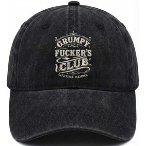 Grumpy Fucker's Club Lifetime Member Washed Cotton Baseball Cap Funny Sarcastic TS11 Print Your Wear