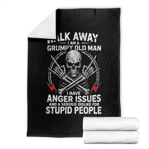 Walk Away I Am A Grumpy Old Man I Have Anger Issues Throw Blanket Funny Senior Citizen TS11 Black Print Your Wear