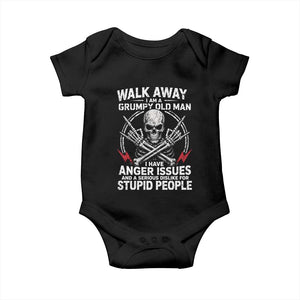 Walk Away I Am A Grumpy Old Man I Have Anger Issues Baby Onesie Funny Senior Citizen TS11 Black Print Your Wear