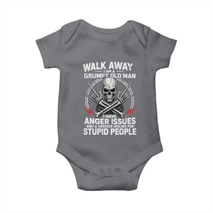 Walk Away I Am A Grumpy Old Man I Have Anger Issues Baby Onesie Funny Senior Citizen TS11 Charcoal Print Your Wear