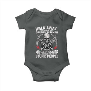 Walk Away I Am A Grumpy Old Man I Have Anger Issues Baby Onesie Funny Senior Citizen TS11 Dark Heather Print Your Wear
