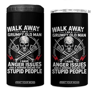 Walk Away I Am A Grumpy Old Man I Have Anger Issues 4 in 1 Can Cooler Tumbler Funny Senior Citizen TS11 One Size: 16 oz Black Print Your Wear