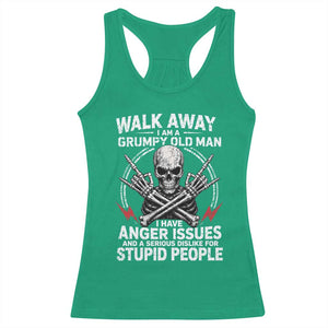 Walk Away I Am A Grumpy Old Man I Have Anger Issues Racerback Tank Top Funny Senior Citizen TS11 Irish Green Print Your Wear