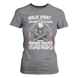 Walk Away I Am A Grumpy Old Man I Have Anger Issues T Shirt For Women Funny Senior Citizen TS11 Charcoal Print Your Wear