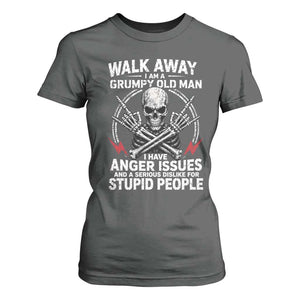 Walk Away I Am A Grumpy Old Man I Have Anger Issues T Shirt For Women Funny Senior Citizen TS11 Dark Heather Print Your Wear