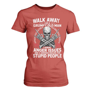Walk Away I Am A Grumpy Old Man I Have Anger Issues T Shirt For Women Funny Senior Citizen TS11 Red Print Your Wear