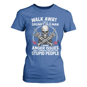 Walk Away I Am A Grumpy Old Man I Have Anger Issues T Shirt For Women Funny Senior Citizen TS11 Royal Blue Print Your Wear