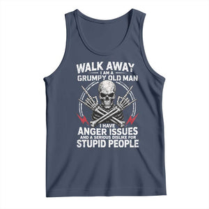 Walk Away I Am A Grumpy Old Man I Have Anger Issues Tank Top Funny Senior Citizen TS11 Navy Print Your Wear
