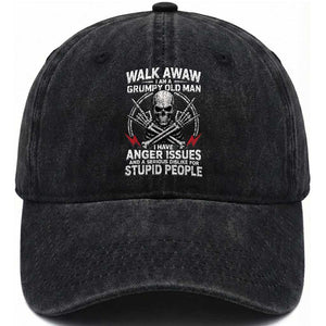 Walk Away I Am A Grumpy Old Man I Have Anger Issues Washed Cotton Baseball Cap Funny Senior Citizen