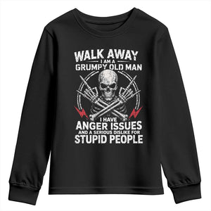 Walk Away I Am A Grumpy Old Man I Have Anger Issues Youth Sweatshirt Funny Senior Citizen TS11 Black Print Your Wear