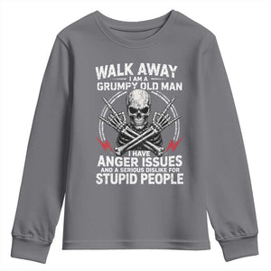 Walk Away I Am A Grumpy Old Man I Have Anger Issues Youth Sweatshirt Funny Senior Citizen TS11 Charcoal Print Your Wear