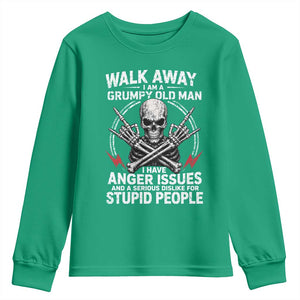 Walk Away I Am A Grumpy Old Man I Have Anger Issues Youth Sweatshirt Funny Senior Citizen TS11 Irish Green Print Your Wear
