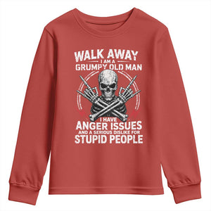 Walk Away I Am A Grumpy Old Man I Have Anger Issues Youth Sweatshirt Funny Senior Citizen TS11 Red Print Your Wear