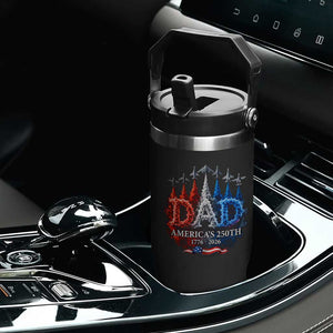Dad USA 250th Anniversary Flip Straw Tumbler Jet Fighter American Flag Father's Day 4th of July TS11 Print Your Wear