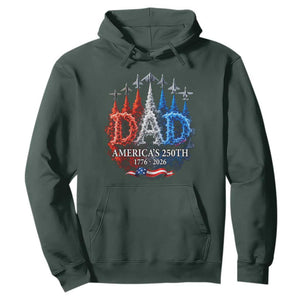 Dad USA 250th Anniversary Hoodie Jet Fighter American Flag Father's Day 4th of July TS11 Dark Forest Green Print Your Wear