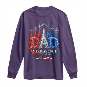 Dad USA 250th Anniversary Long Sleeve Shirt Jet Fighter American Flag Father's Day 4th of July TS11 Purple Print Your Wear