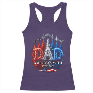 Dad USA 250th Anniversary Racerback Tank Top Jet Fighter American Flag Father's Day 4th of July TS11 Purple Print Your Wear