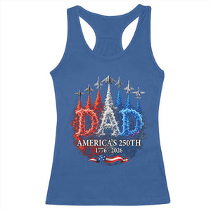 Dad USA 250th Anniversary Racerback Tank Top Jet Fighter American Flag Father's Day 4th of July TS11 Royal Blue Print Your Wear