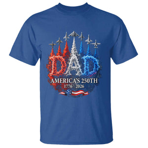Dad USA 250th Anniversary T Shirt Jet Fighter American Flag Father's Day 4th of July TS11 Royal Blue Print Your Wear