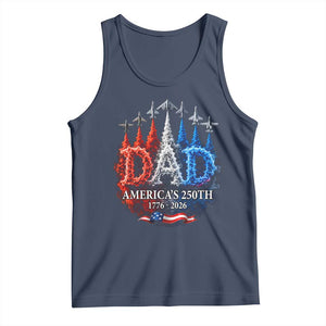 Dad USA 250th Anniversary Tank Top Jet Fighter American Flag Father's Day 4th of July TS11 Navy Print Your Wear
