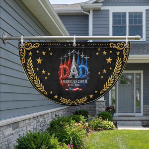 Dad USA 250th Anniversary Patriotic Fan Flag Jet Fighter American Flag Father's Day 4th of July