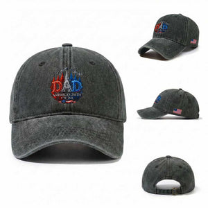 Dad USA 250th Anniversary Washed Cotton Baseball Cap Jet Fighter American Flag Father's Day 4th of July TS11 Washed Cap Universal Fit Dark Green Print Your Wear