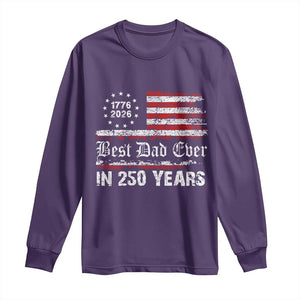 Dad USA 250th Anniversary Long Sleeve Shirt Best Father Ever In 250 Years Vintage American Flag TS11 Purple Print Your Wear
