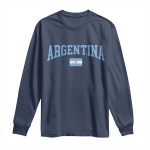 Argentina Sports Throwback Design Vintage Argentinian Flag Long Sleeve Shirt TS11 Navy Print Your Wear