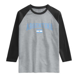 Argentina Sports Throwback Design Vintage Argentinian Flag Raglan Shirt TS11 Heather Gray Black Print Your Wear