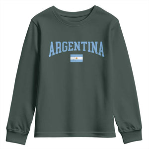 Argentina Sports Throwback Design Vintage Argentinian Flag Youth Sweatshirt TS11 Dark Forest Green Print Your Wear