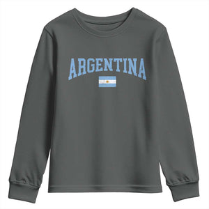 Argentina Sports Throwback Design Vintage Argentinian Flag Youth Sweatshirt TS11 Dark Heather Print Your Wear
