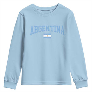 Argentina Sports Throwback Design Vintage Argentinian Flag Youth Sweatshirt TS11 Light Blue Print Your Wear