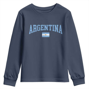 Argentina Sports Throwback Design Vintage Argentinian Flag Youth Sweatshirt TS11 Navy Print Your Wear