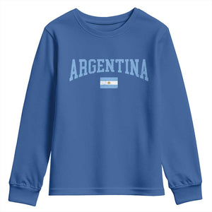 Argentina Sports Throwback Design Vintage Argentinian Flag Youth Sweatshirt TS11 Royal Blue Print Your Wear