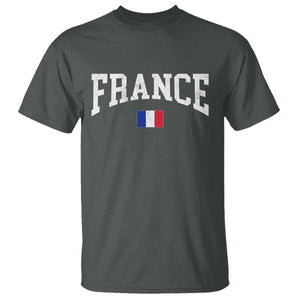 France Sports Throwback Design Vintage French Flag T Shirt TS11 Dark Heather Print Your Wear