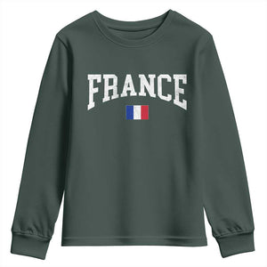 France Sports Throwback Design Vintage French Flag Youth Sweatshirt TS11 Dark Forest Green Print Your Wear