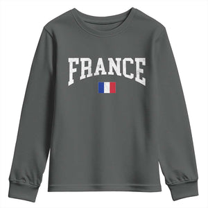 France Sports Throwback Design Vintage French Flag Youth Sweatshirt TS11 Dark Heather Print Your Wear