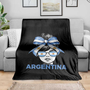 Messy Bun Argentina Pride Argentinian Girl Throw Blanket