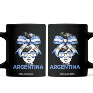 Messy Bun Argentina Pride Argentinian Girl Coffee Mug TS11 Black Print Your Wear
