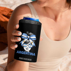 Messy Bun Argentina Pride Argentinian Girl 4 in 1 Can Cooler Tumbler TS11 Print Your Wear